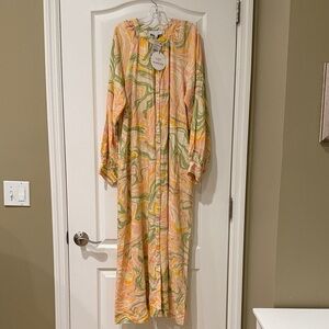 Lost + Wander Floral Yellow and Green Dress